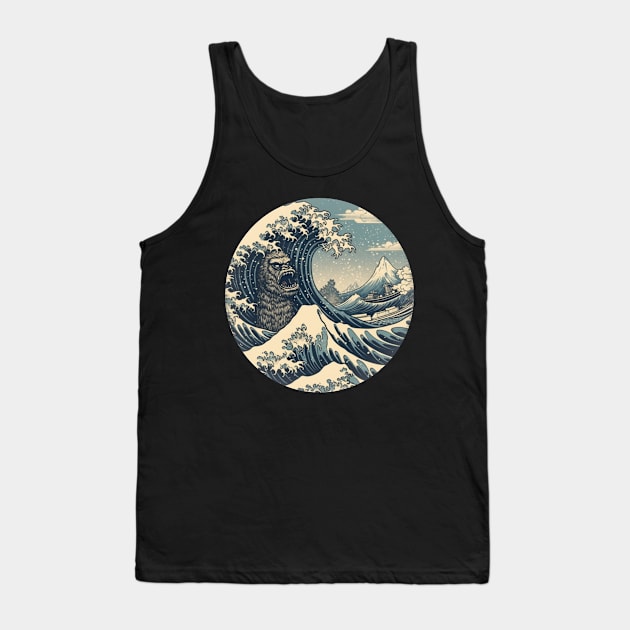 "The Great Wave of Bigfoot" - Sasquatch Kanagawa Design Tank Top by ThatVibe